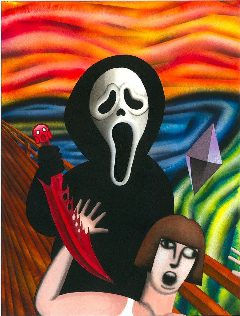 #scream, encre acrylique sur papier, 31x41, 2024, crédit photo Hugo Laouchet